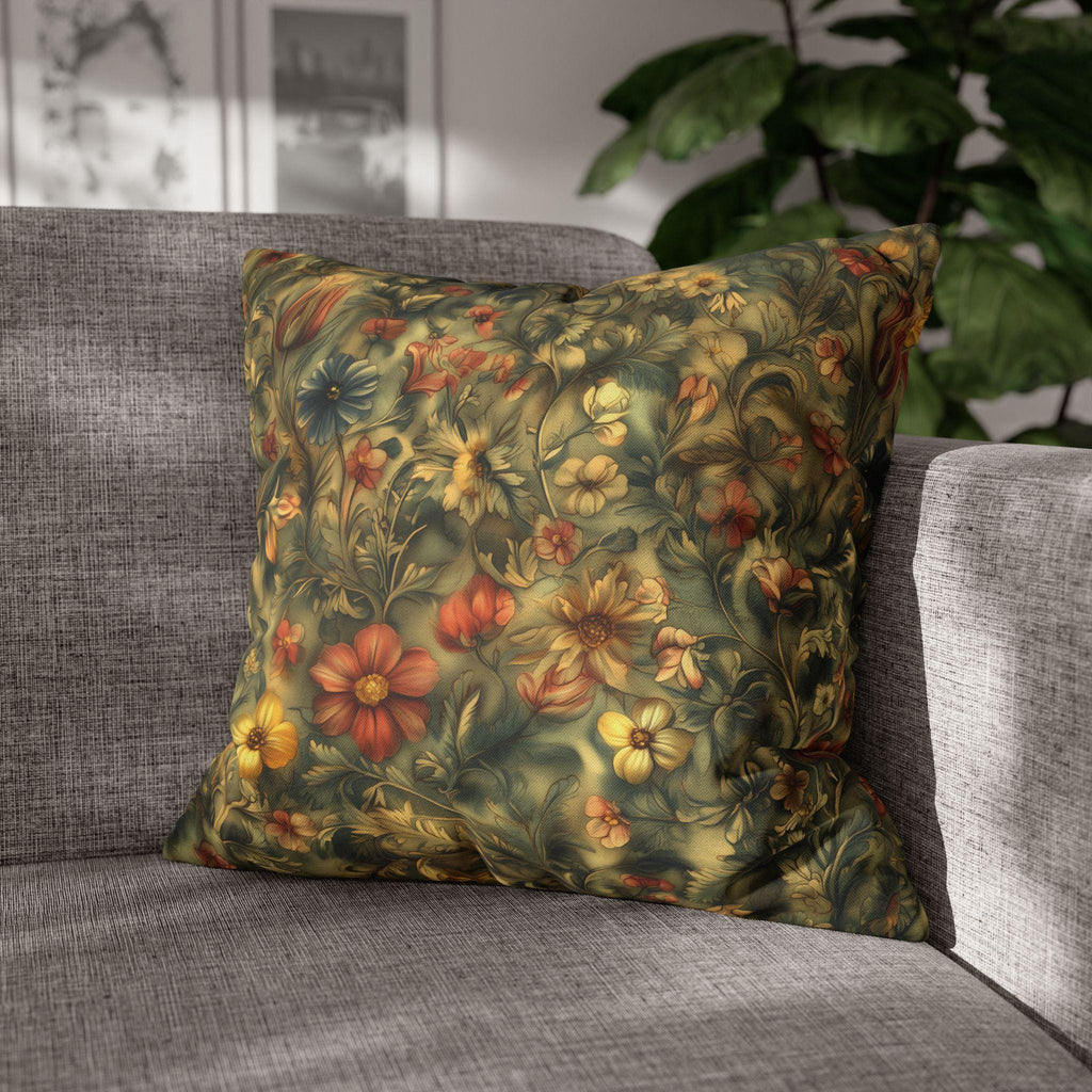 William Morris Botanical Pillow Cover: Jewel Tone Floral Tapestry Arts & Crafts Accent