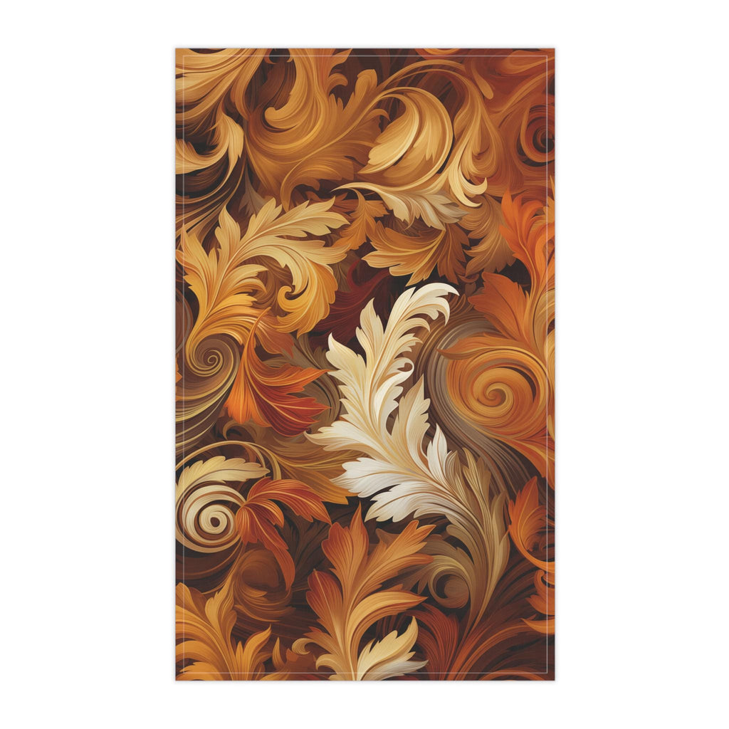 Autumn Leaves Swirling Tea Towel: Fall Kitchen Decor