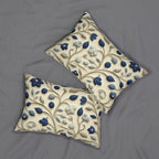 William Morris Inspired Lumbar Pillow: Navy & Taupe Floral Botanical