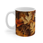 Autumn Leaves Swirling Ceramic Mug, Fall Decor Coffee Cup