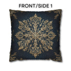Navy & Gold Christmas Snowflake Pillow Cover: Square Polyester, 14-20 Inches