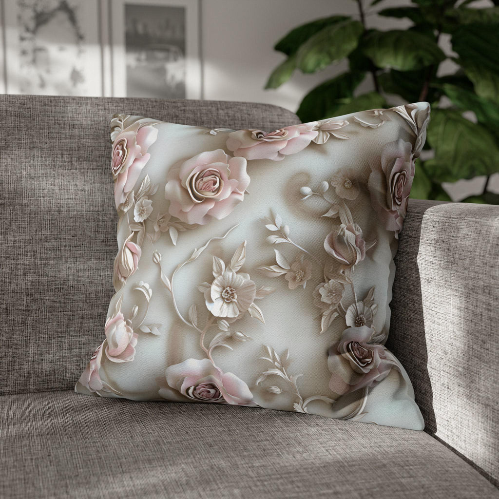 Romantic Soft Pink Roses Cushion Cover: Floral Elegance for Feminine Decor