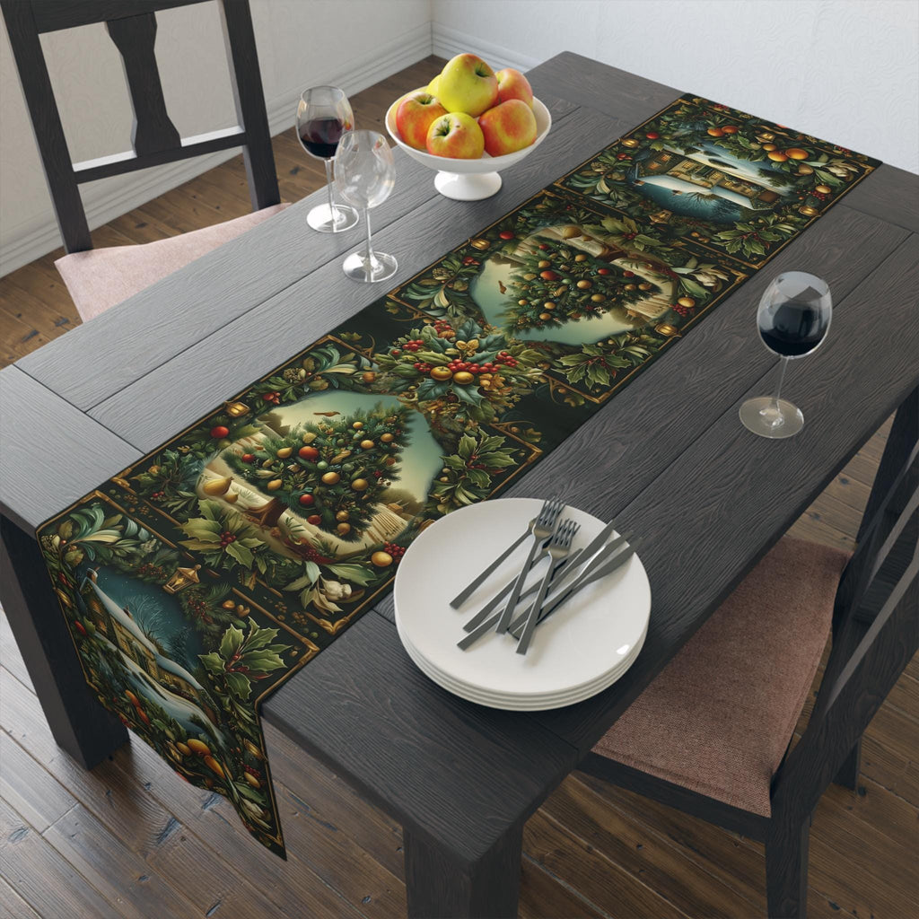 William Morris Christmas Table Runner: Country Farmhouse Winter Harvest