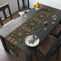 Elegant Christmas Table Runner: Gold Snowflake Poinsettia Pattern for Festive Holiday Dining Decor