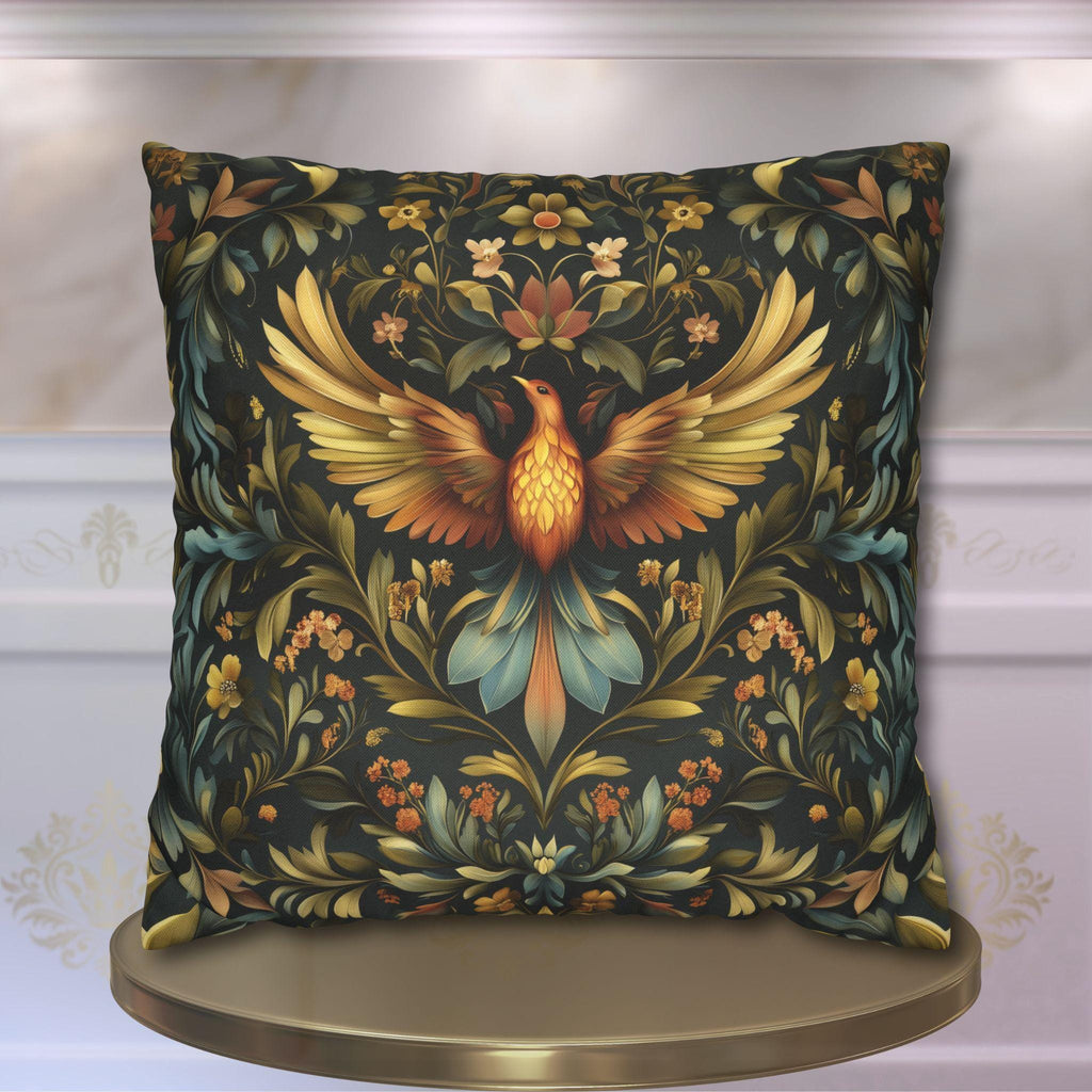 William Morris Phoenix Pillow Cover: Majestic Firebird Arts and Crafts Decorative Accent