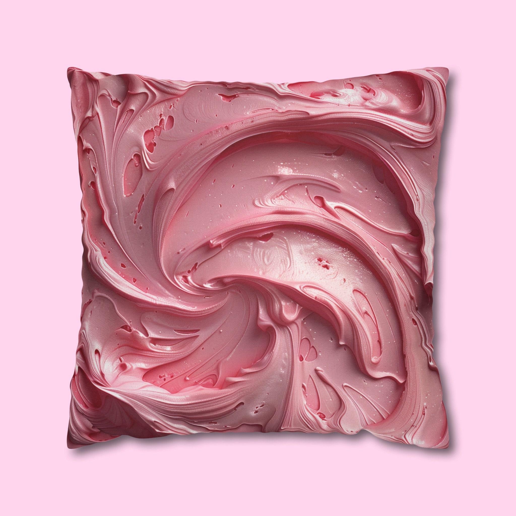 Strawberry Frosting Pillow Cover, Pink Cake Design, Sweet Home Decor
