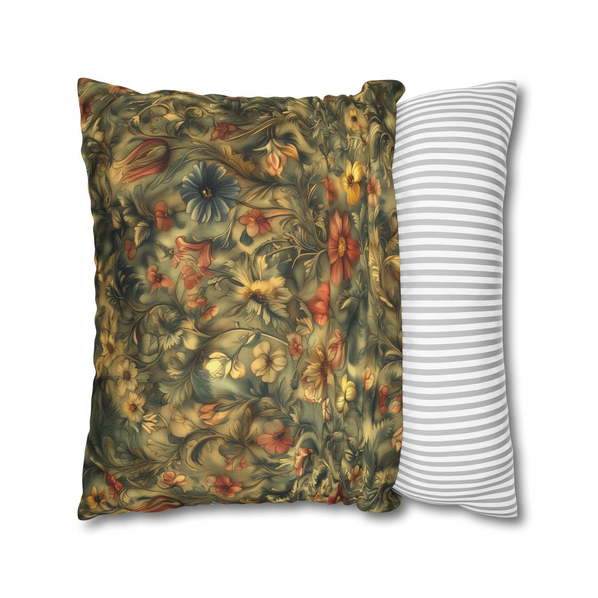 William Morris Botanical Pillow Cover: Jewel Tone Floral Tapestry Arts & Crafts Accent