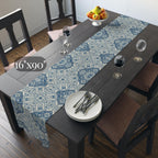 Toile Table Runner: Blue and Cream Botanical Dining Decor