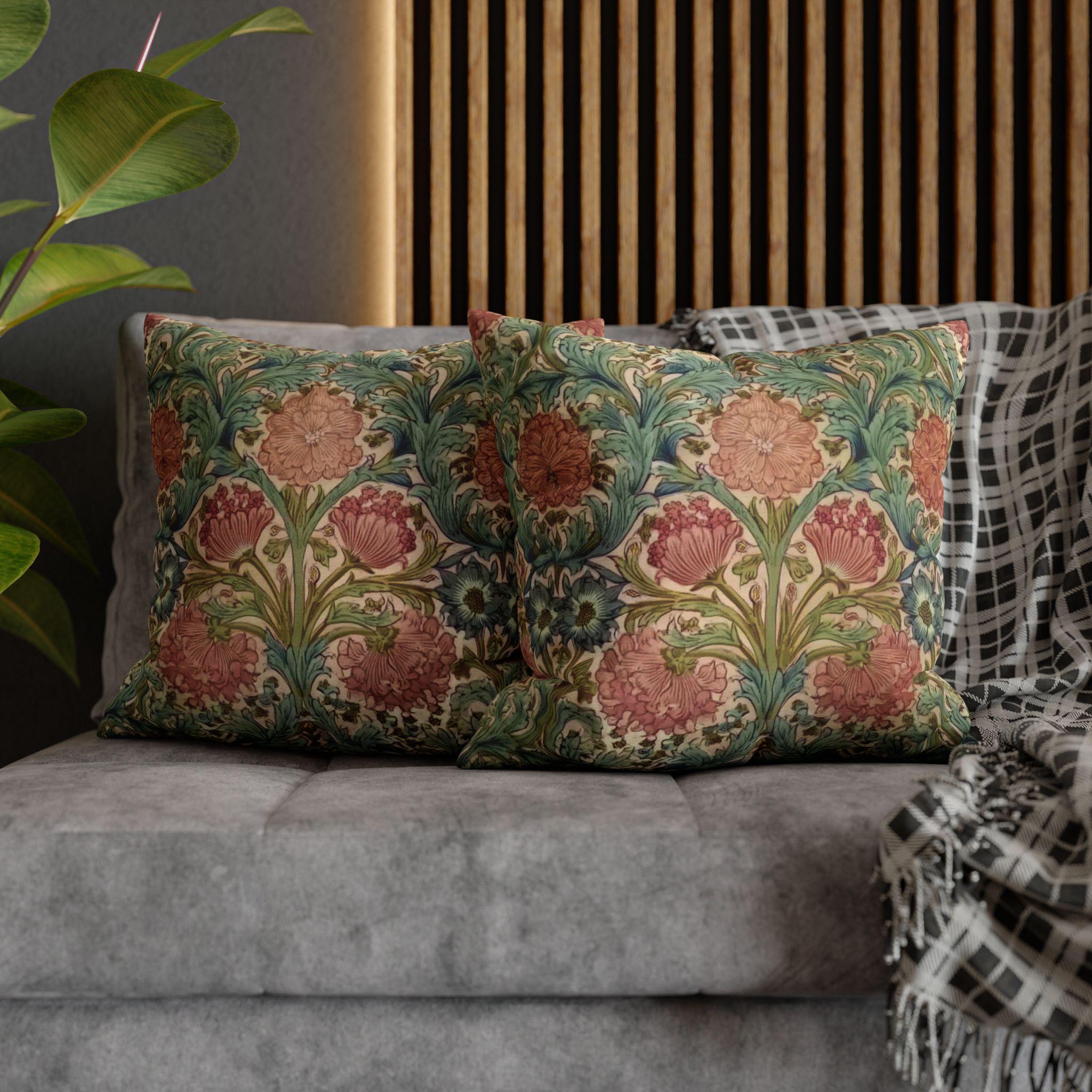 William Morris Style Hyacinth Pillow Cover: John Henry Dearle Inspired Floral