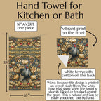 William Morris Autumn Hand Towel: Botanical Thanksgiving Turkey Decor, Grey-Blue and Gold