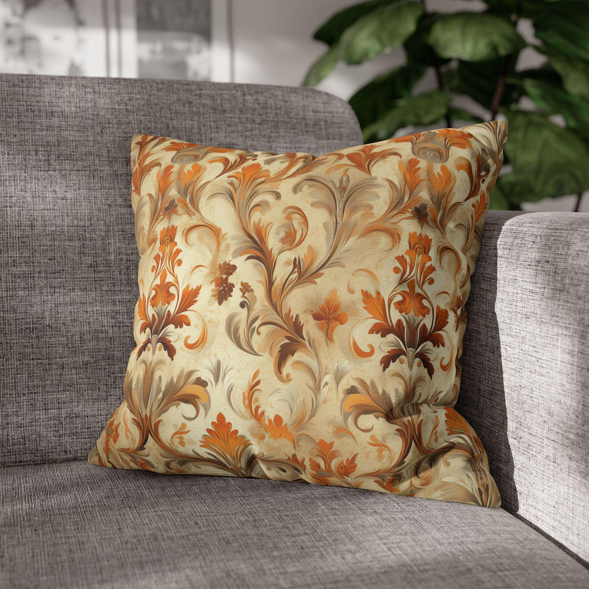 Autumn Damask Pillow Cover, Elegant Floral Design, Fall Home Decor