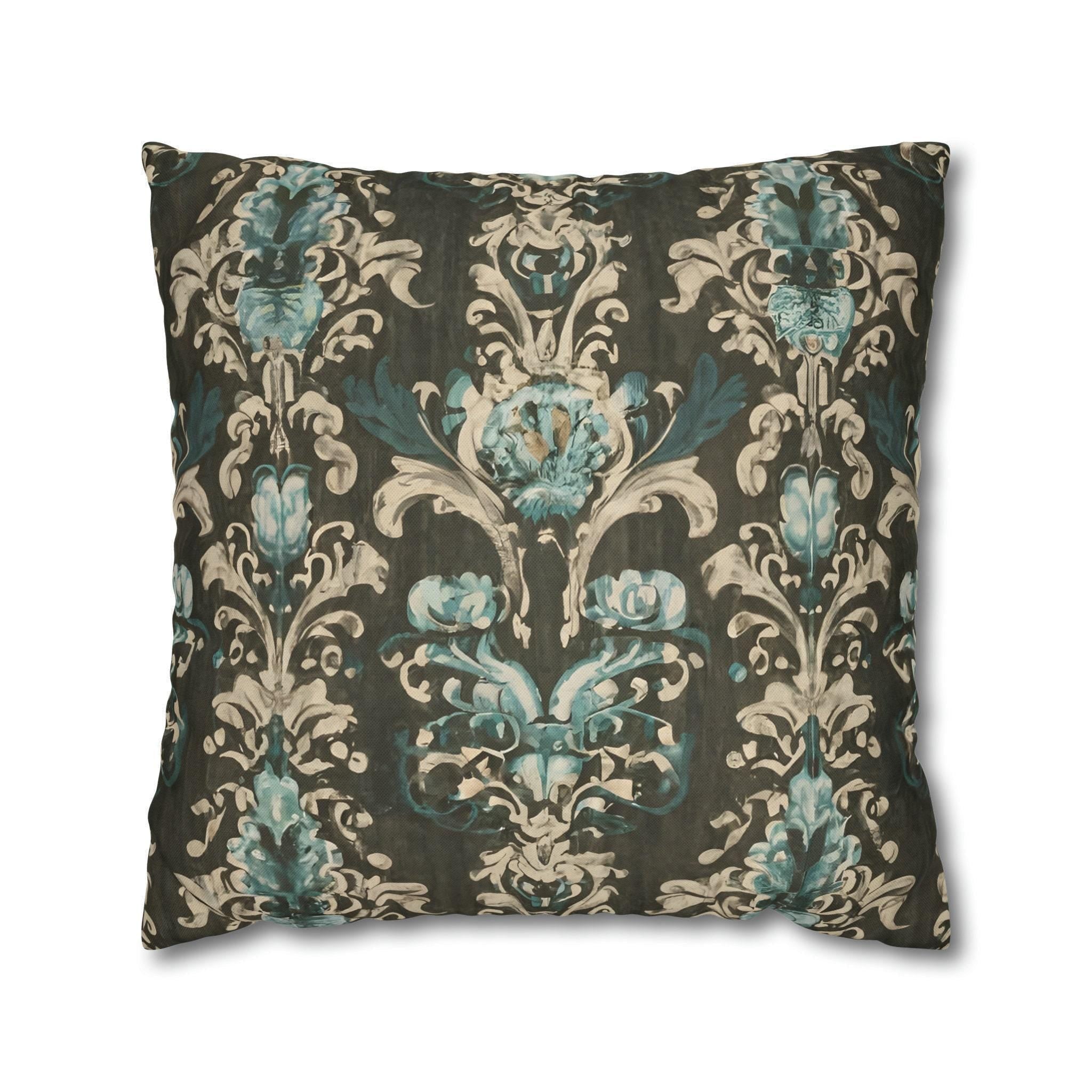 Vintage Style Floral Pillow Cover: Pale Blue Print, Farmhouse Chic