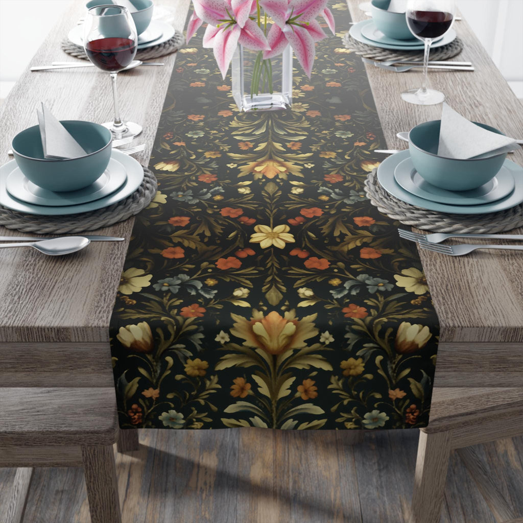 William Morris inspired Table Runner: Vintage Style Moody Blooms
