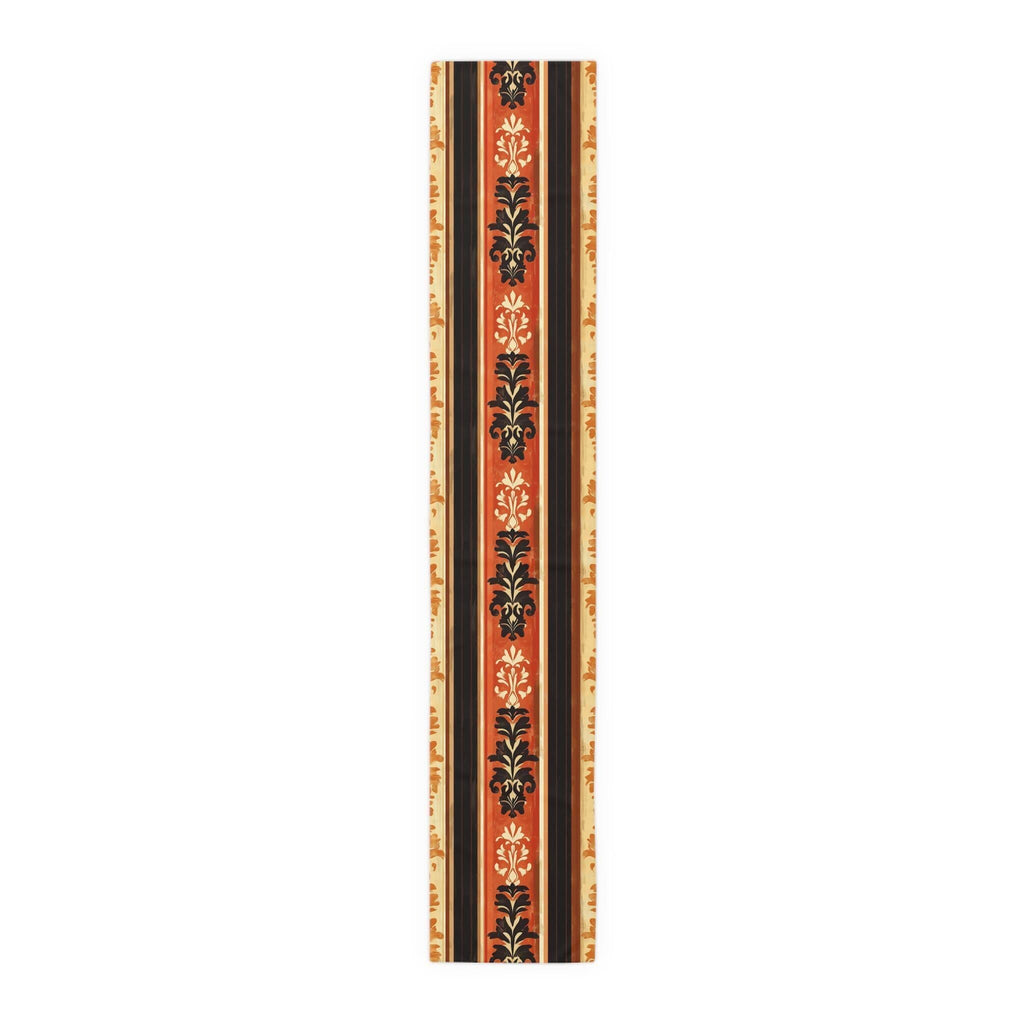 Table Runner: Pumpkin Spice Stripes with Damask - Fall Decor