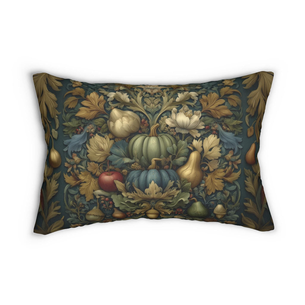 William Morris Inspired Tapestry Lumbar Pillow: Botanical Autumn Harvest for Cozy Fall Home Decor