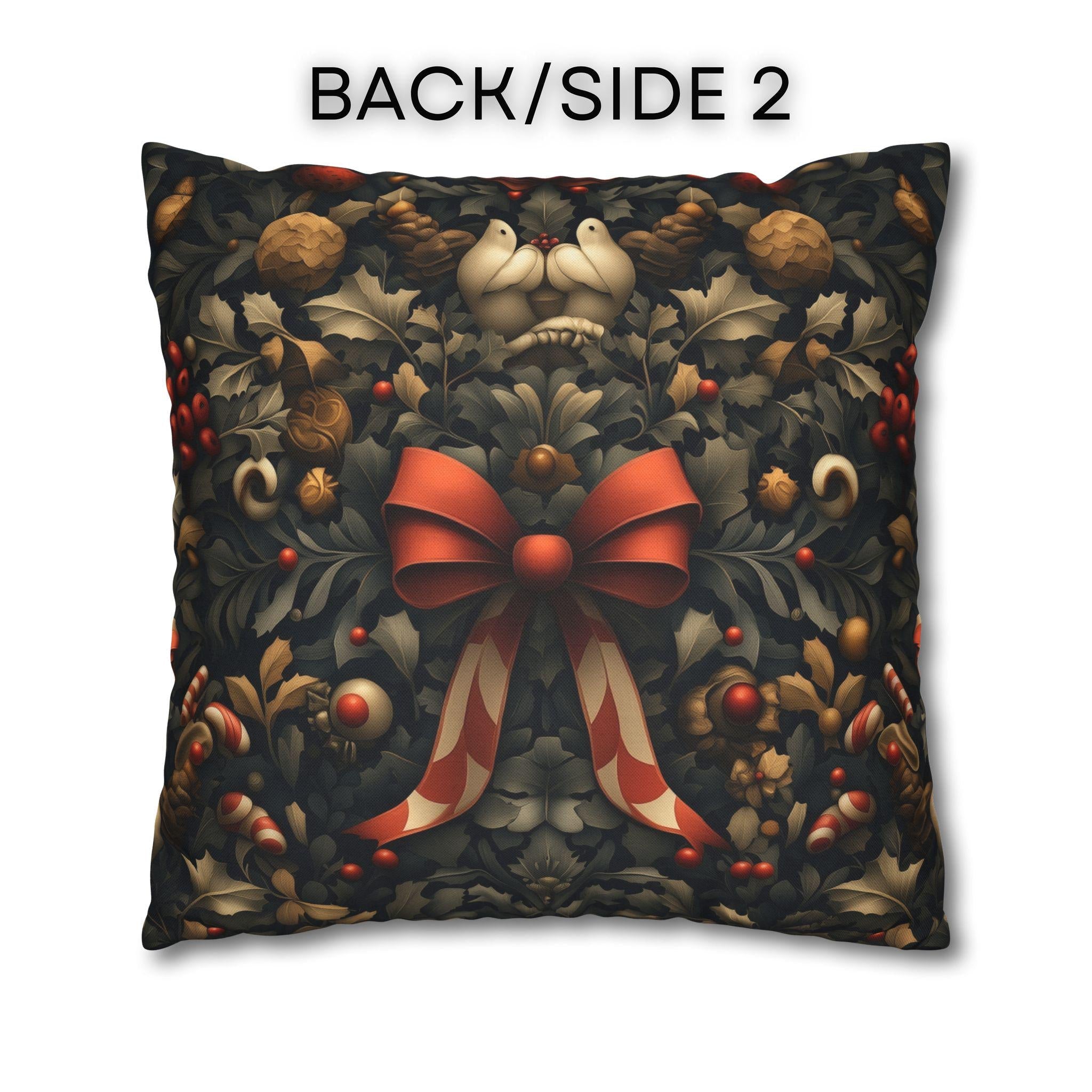 William Morris Christmas Pillow Cover: Red Green Gold and White Vintage Style Holiday Decor