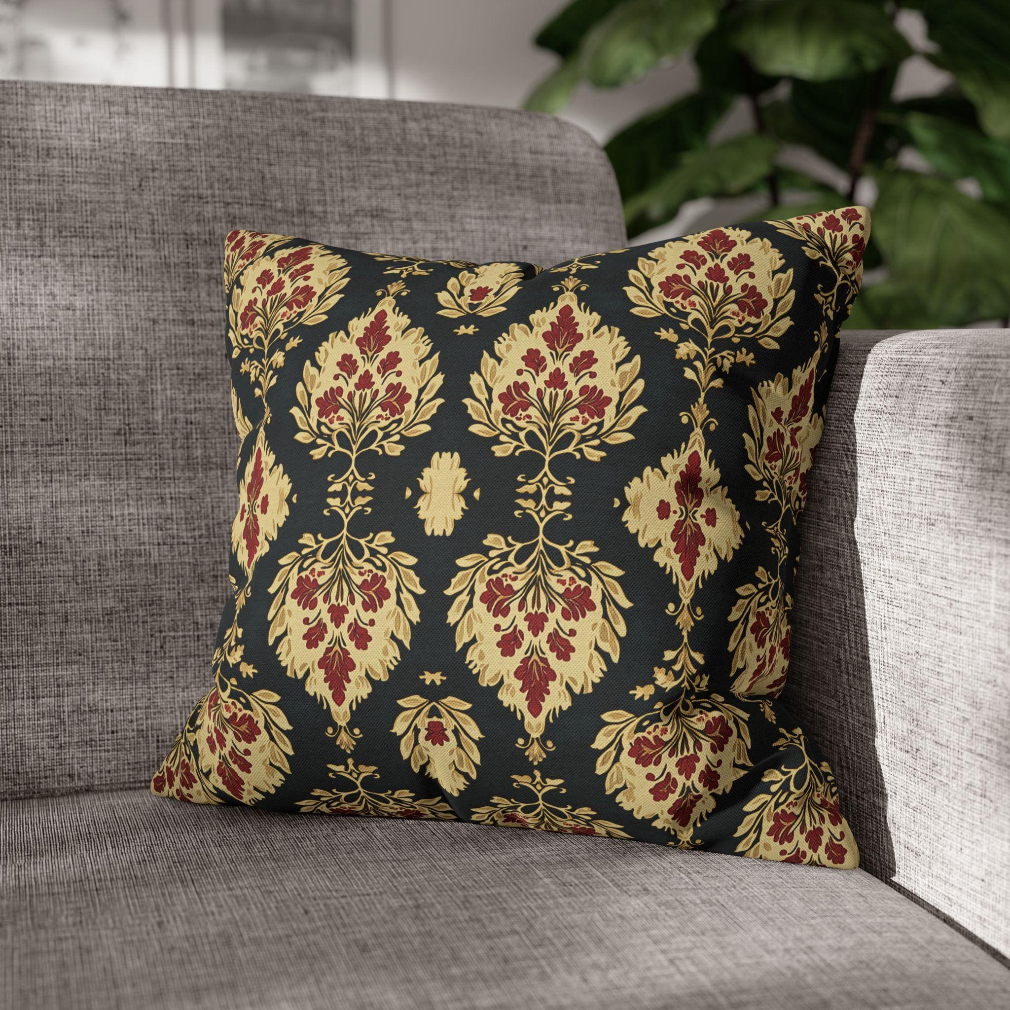 Elegant Ikat Christmas Pillow Cover: Red, Green & Gold Holiday Cushion for Festive Home Decor