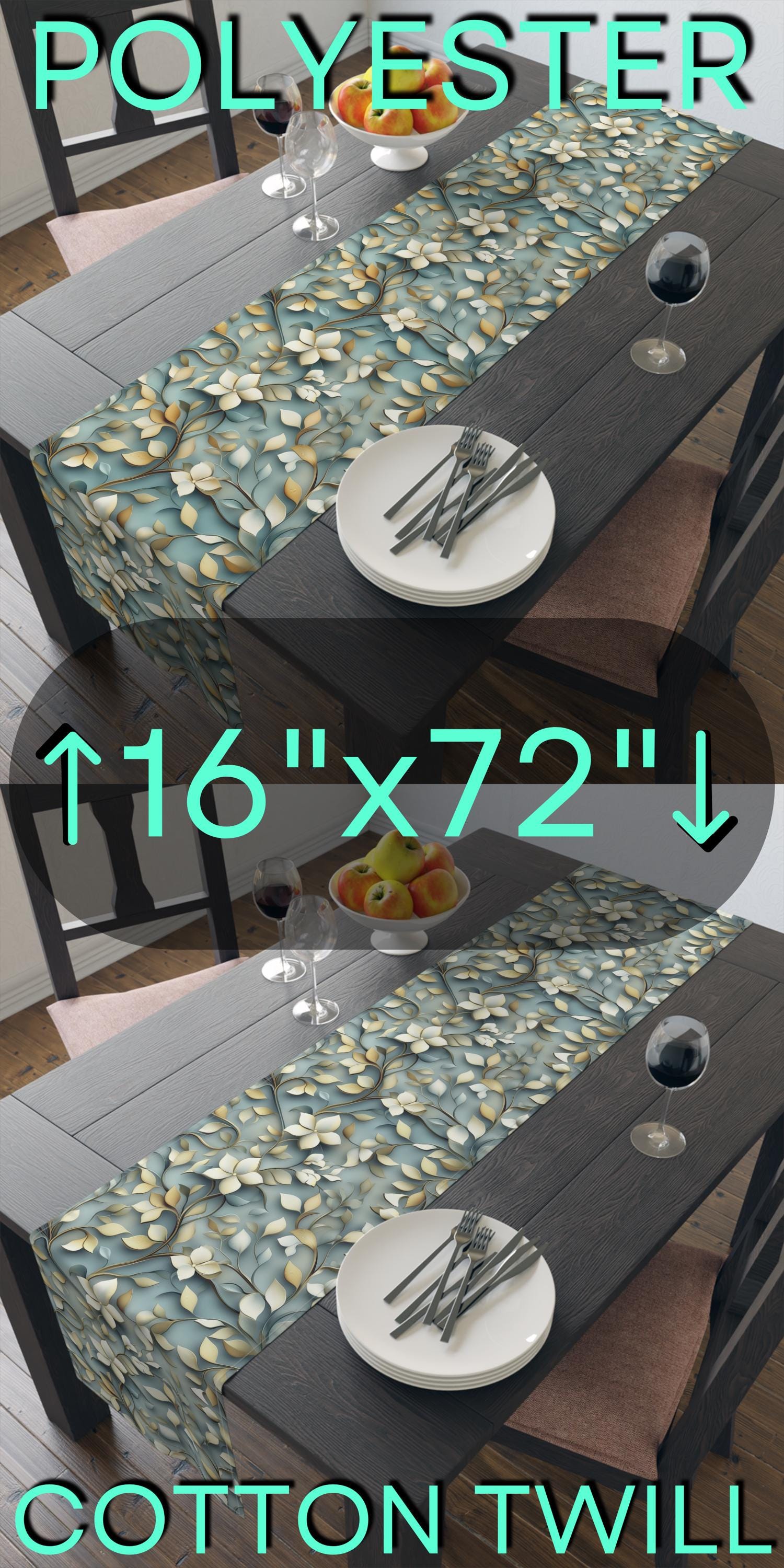 Elegant Botanical Table Runner: William Morris Inspired Floral Design for Stylish Home Decor