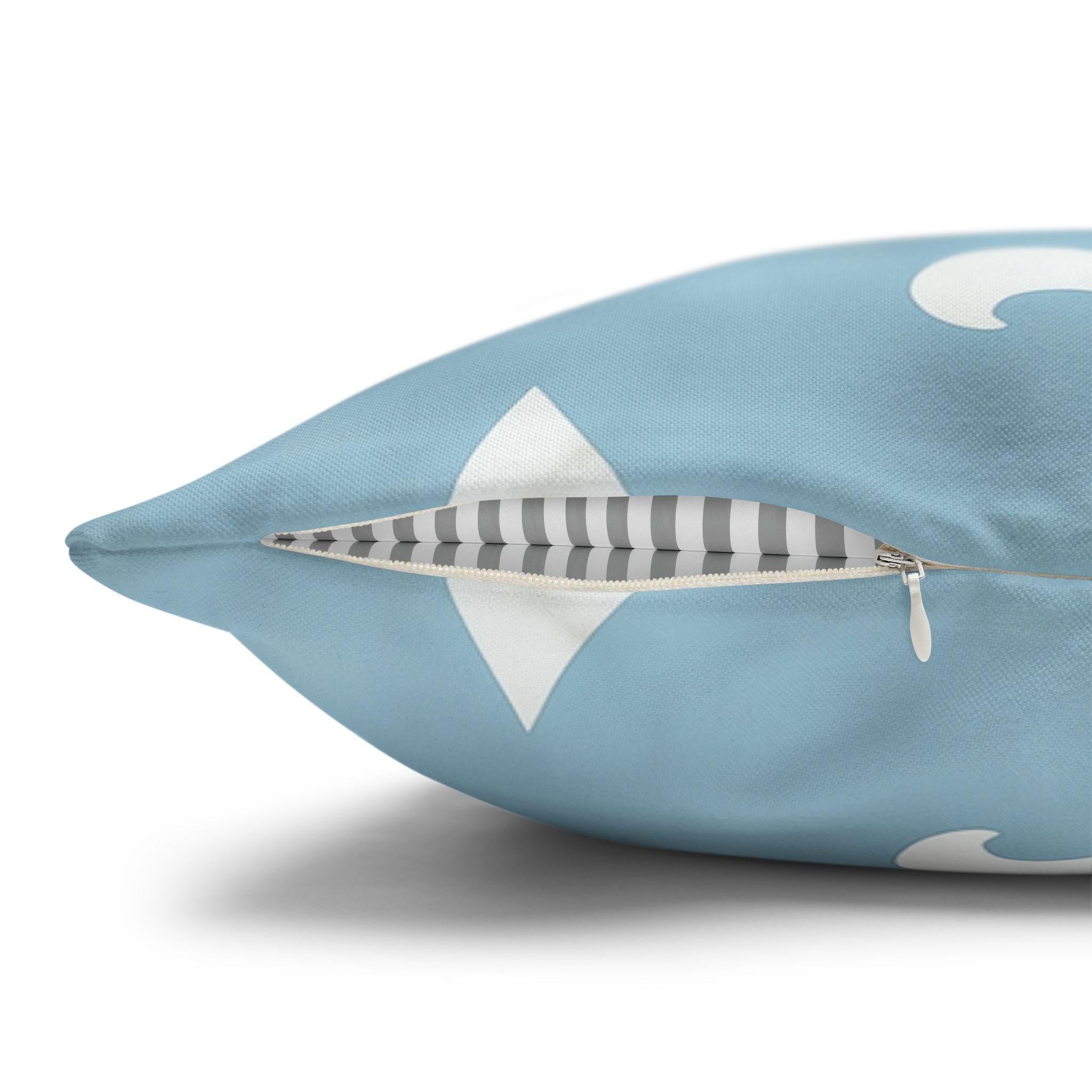Soft Blue Fleur de Lis Pillow Cover: Elegant French Cottage Chateau Decor Accent