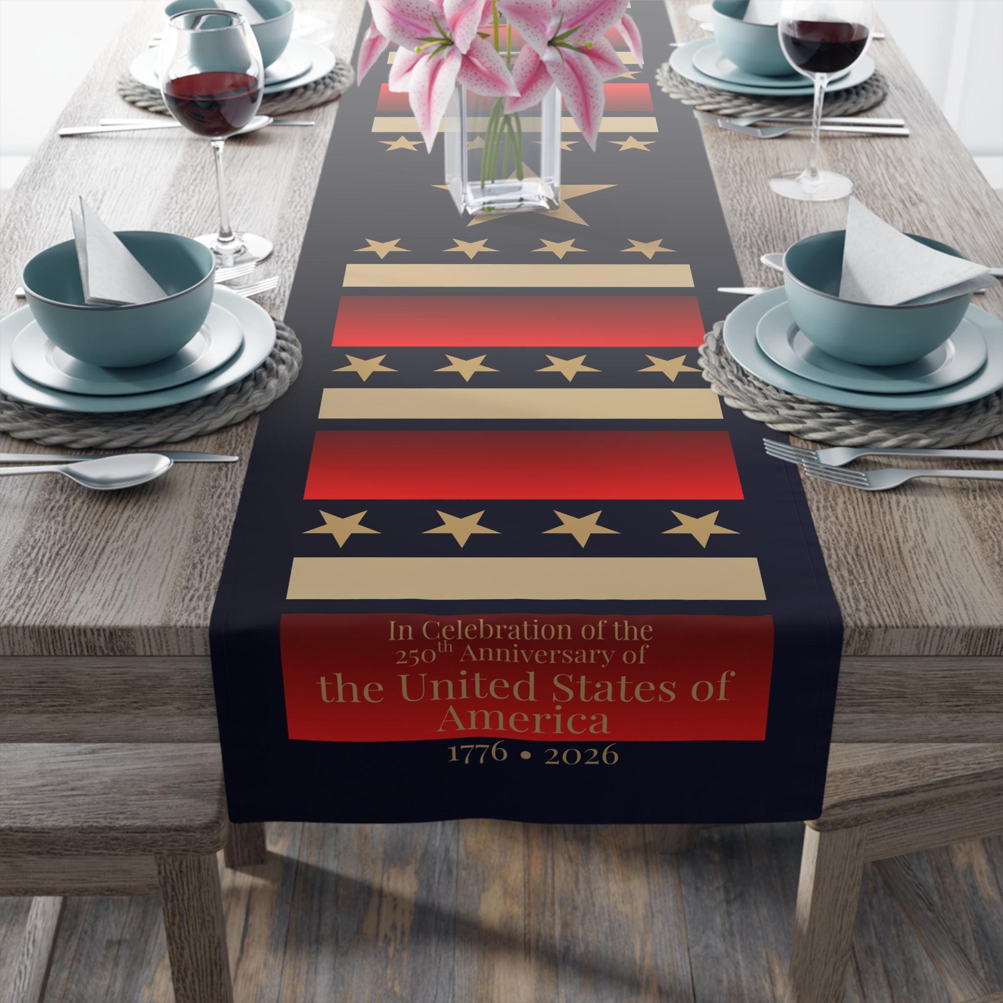 Patriotic Table Runner: Celebrating the U.S. 250th Anniversary