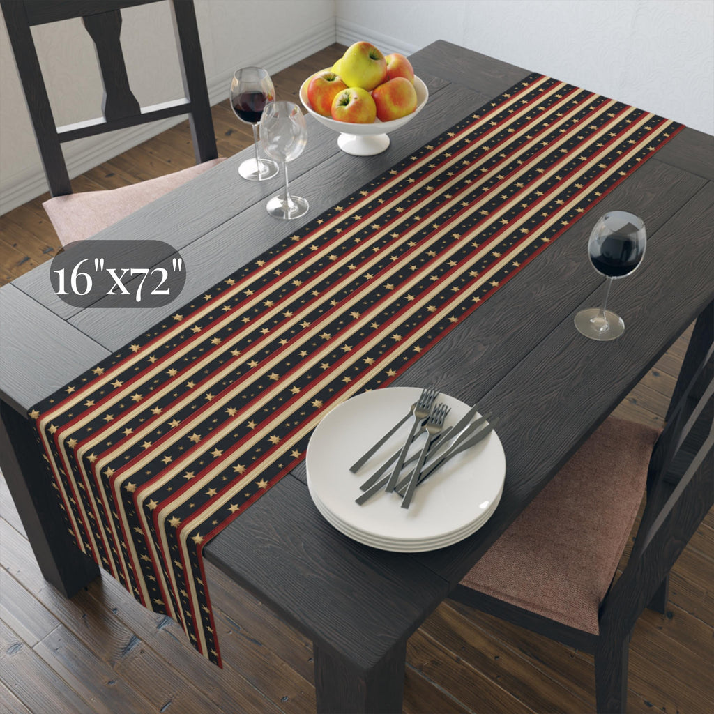 Farmhouse Patriotic Table Runner: Primitive Americana Stripe Decor