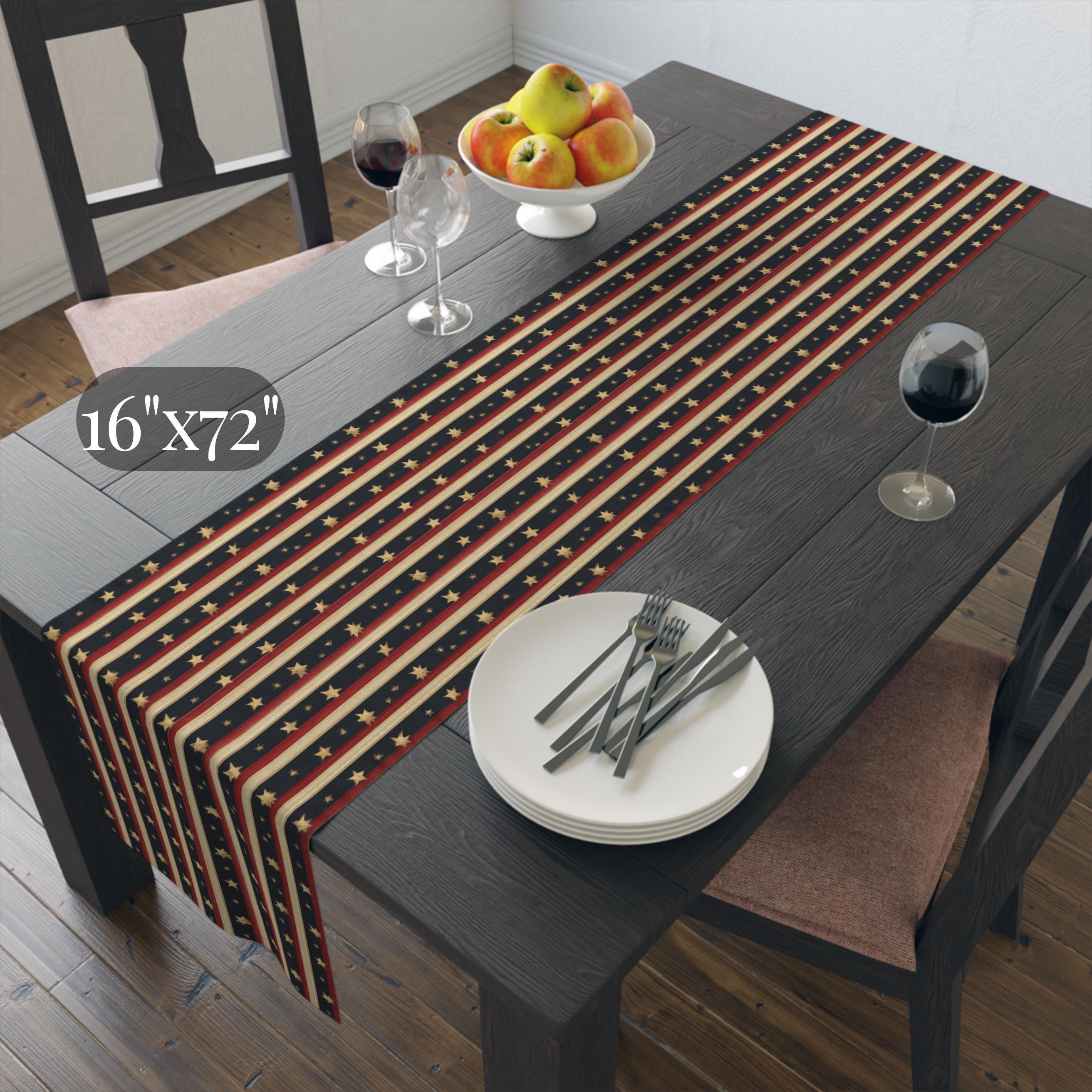 Farmhouse Patriotic Table Runner: Primitive Americana Stripe Decor