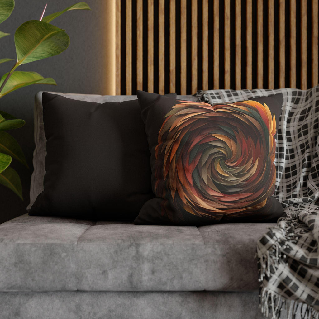 Pillow Cover: Swirling Fall Leaves - Earthy Brown and Orange