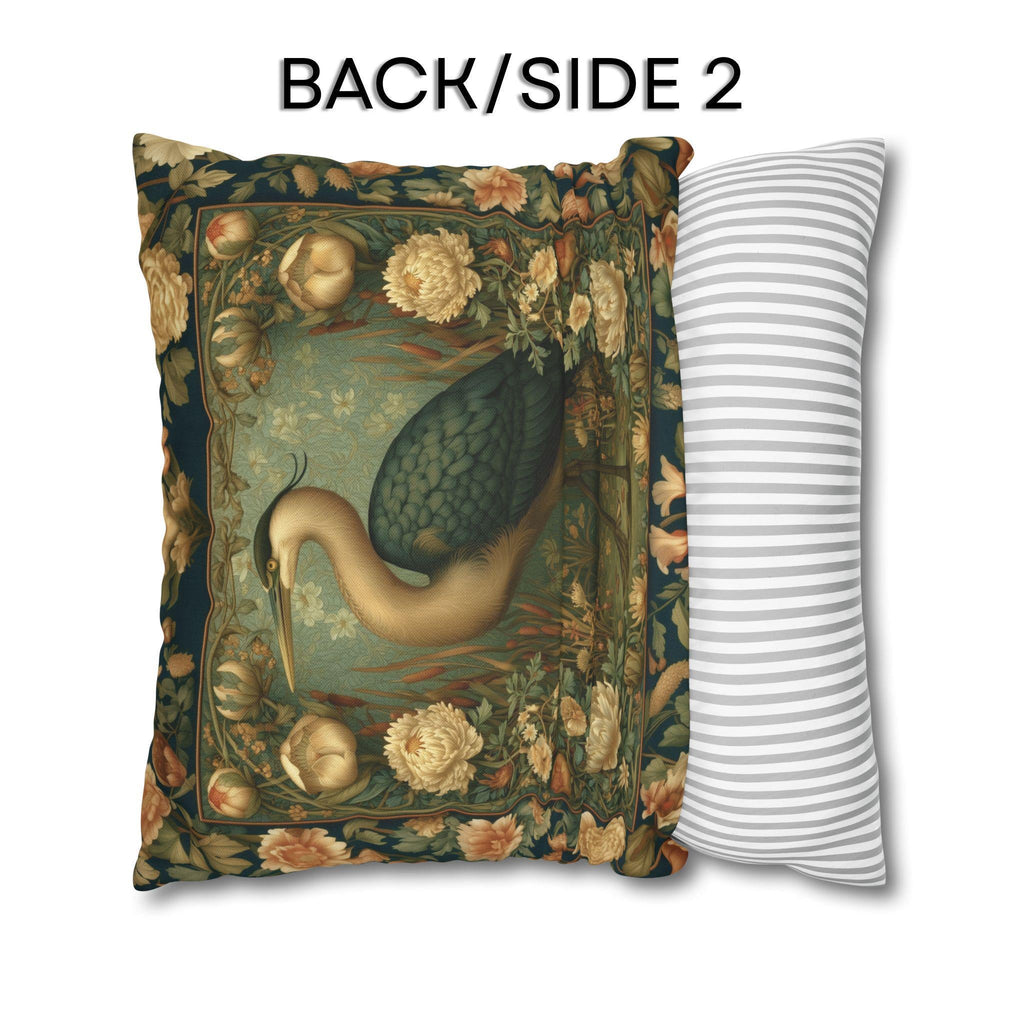 William Morris Style Throw Pillow Cover: Heron and Marsh Botanicals