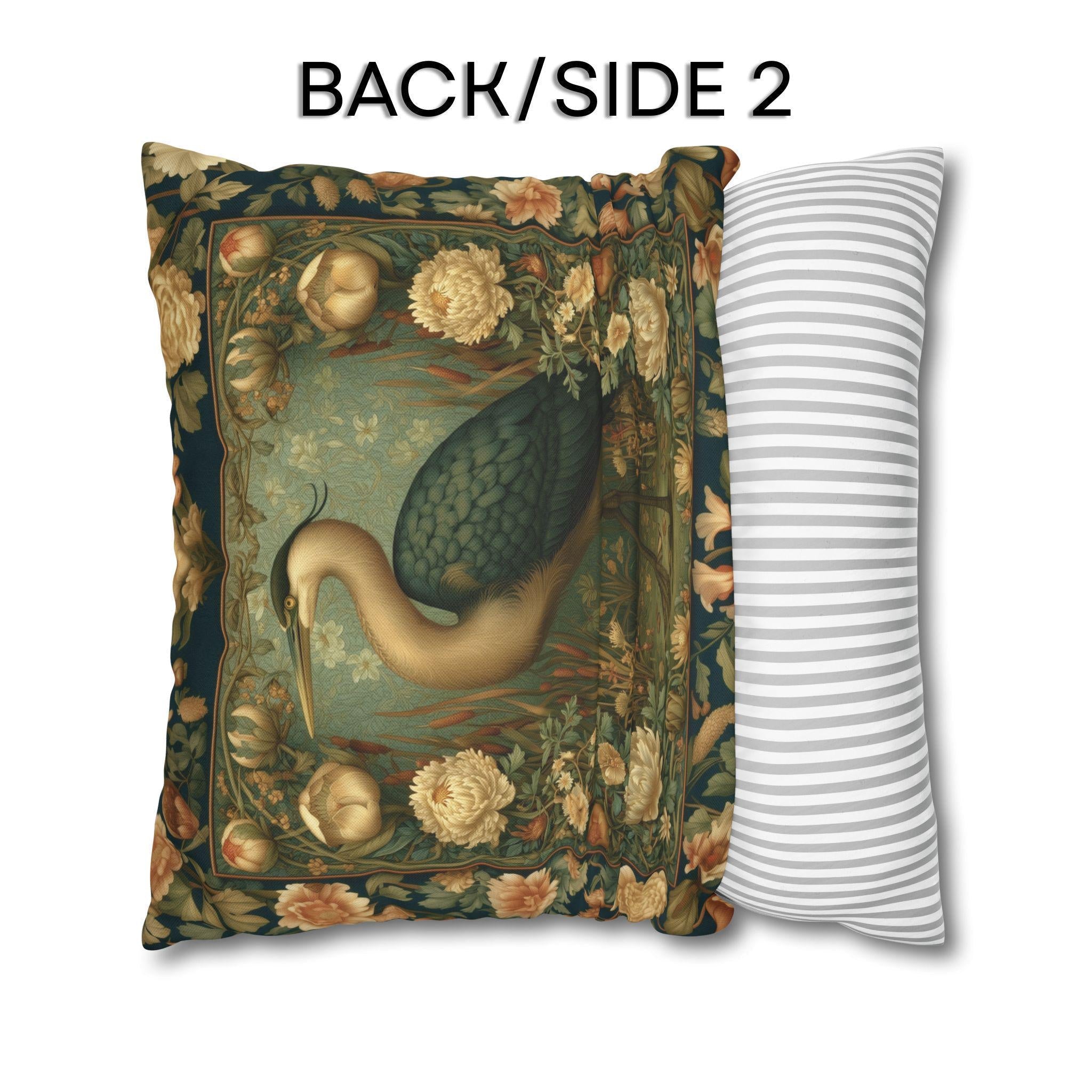 William Morris Style Throw Pillow Cover: Heron and Marsh Botanicals
