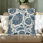 Blue Country Farmhouse Pillow Cover: William Morris Inspired Toile Floral Accent