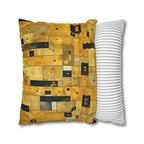 Cubism Pillow Cover: Gold Amber Mosaic, Modern Art Cushion
