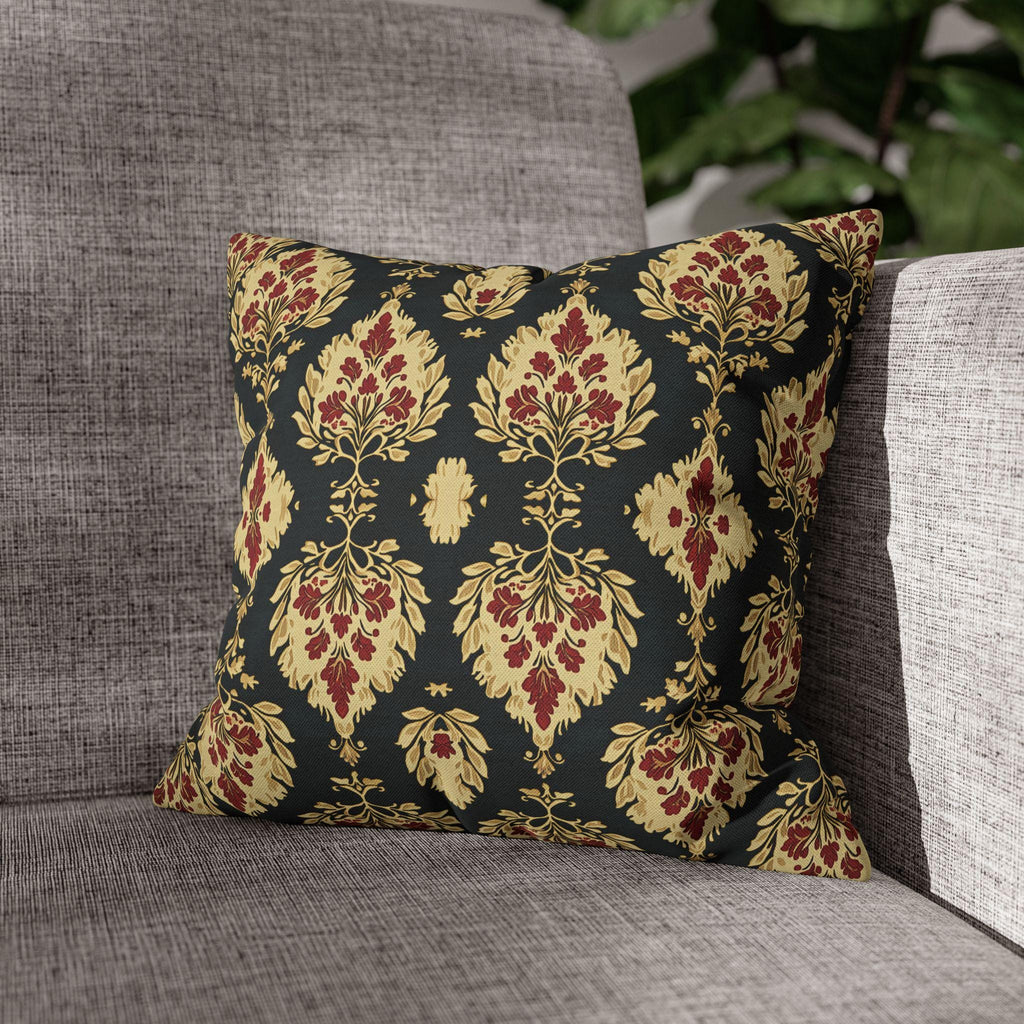 Elegant Ikat Christmas Pillow Cover: Red, Green & Gold Holiday Cushion for Festive Home Decor