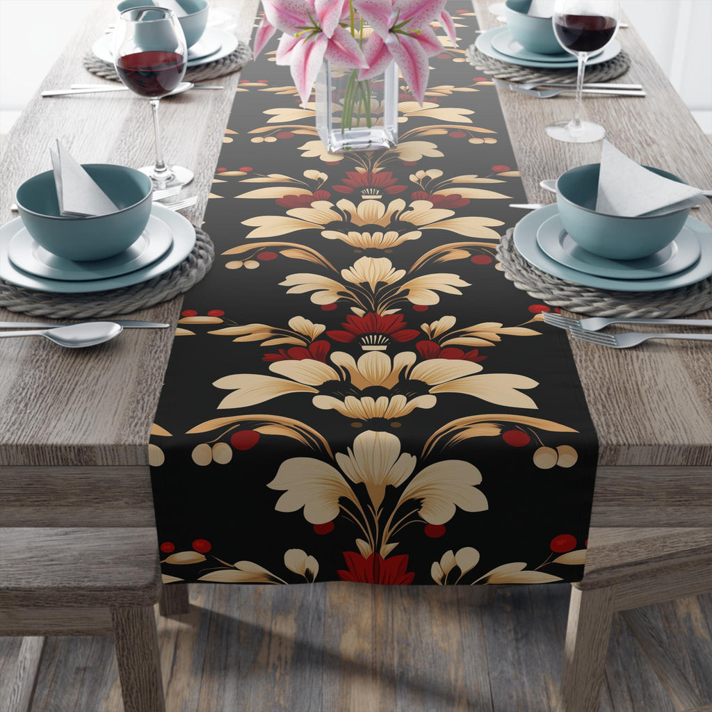 Vintage Style Floral Table Runner, Art Deco MCM, Elegant Dining