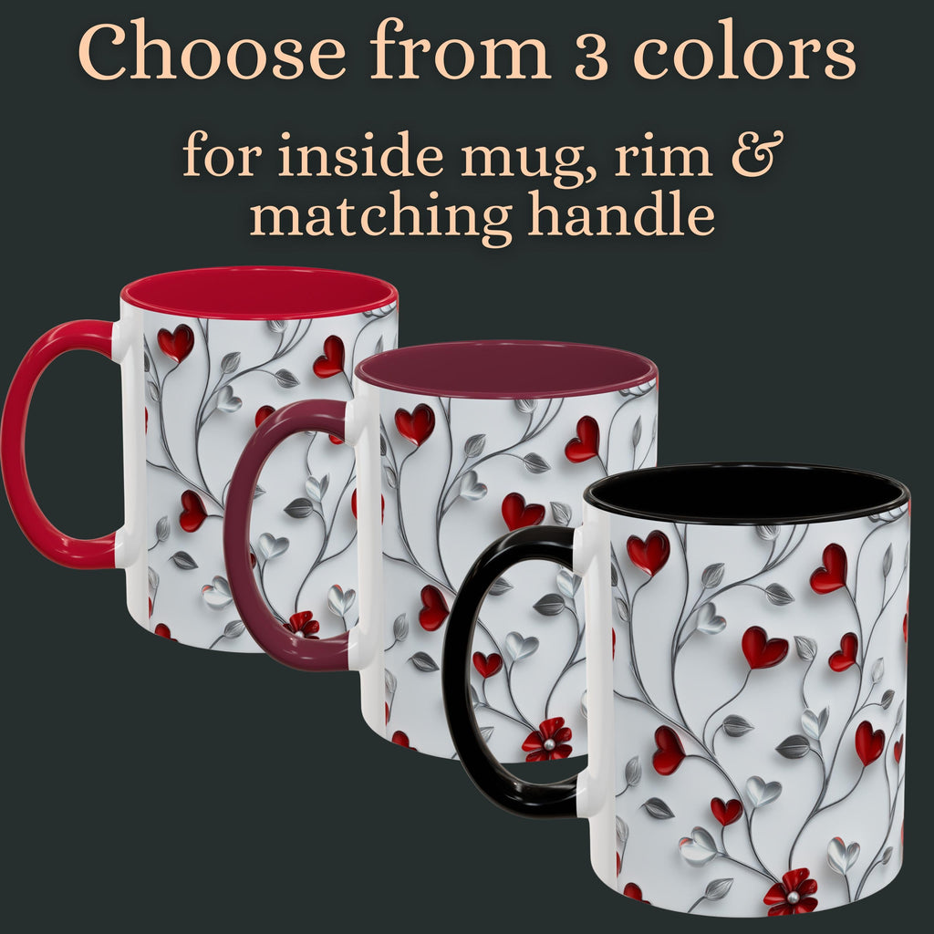 Romantic Valentine's Day Mug: Intertwining Vines Design, Colorful 11oz/15oz Gift for Loved Ones