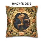 Ms. Martha Spills the Tea: William Morris Inspired Whimsical Frog Pillow Cover