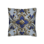Baroque Floral Throw Pillow Cover: Cobalt Blue & Gold Accent