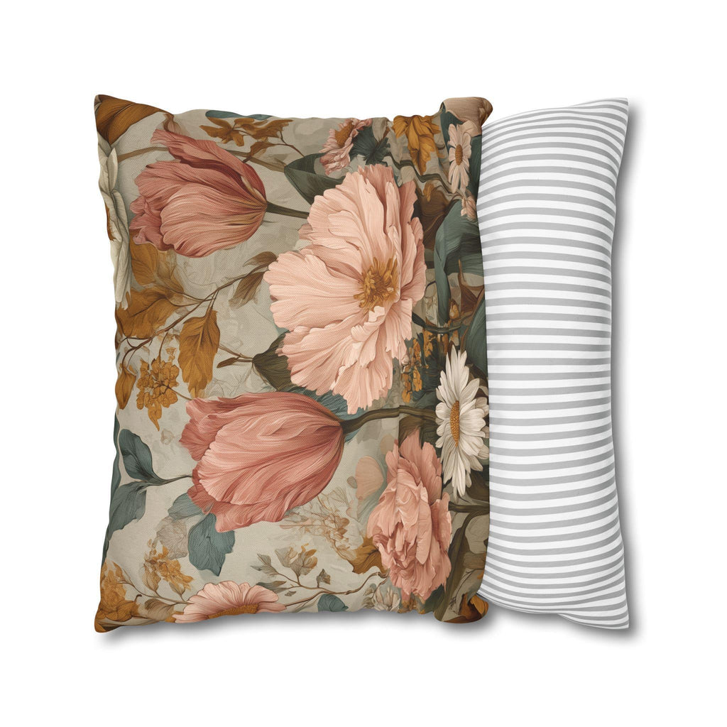 William Morris Inspired Botanical Pillow Cover: Dusty Rose, Sage, Ochre Autumn Accent