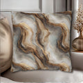 Modern Abstract Pillow Cover: Brown Marble Look with Gold Color Accents