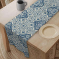 Toile Table Runner: Blue and Cream Botanical Dining Decor