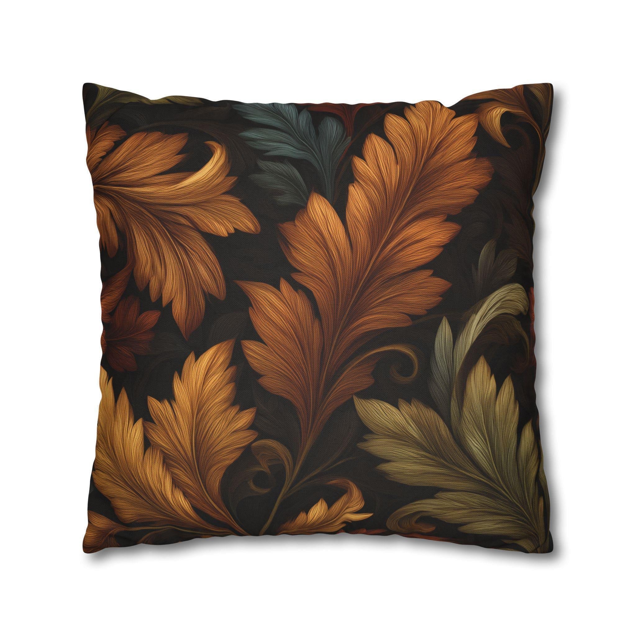 William Morris Autumn Leaves Tapestry Pillow Cover: Vintage-Inspired Dark Fall Cushion Decor