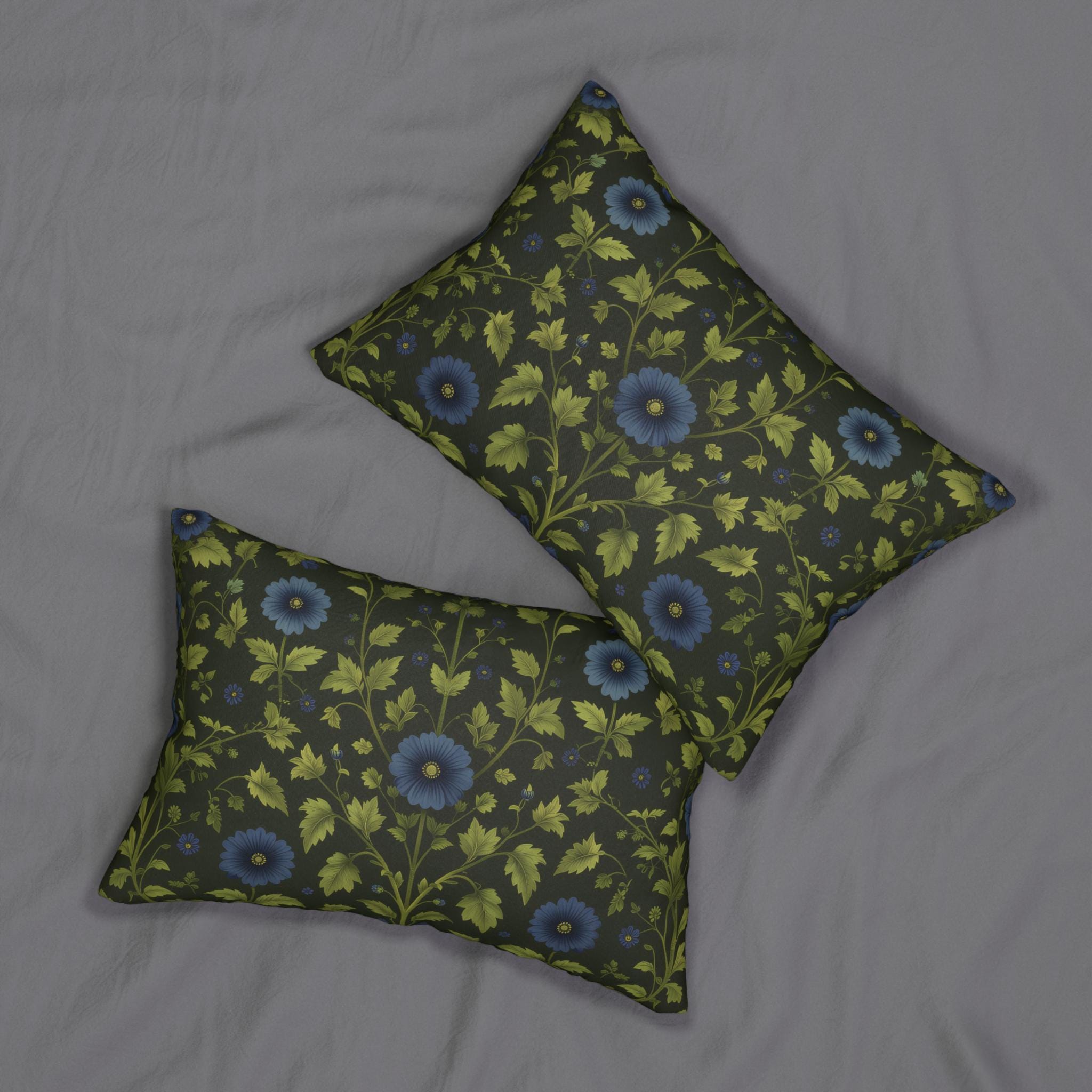 William Morris Botanical Lumbar Pillow: Vintage Inspired Floral Cottage Decor