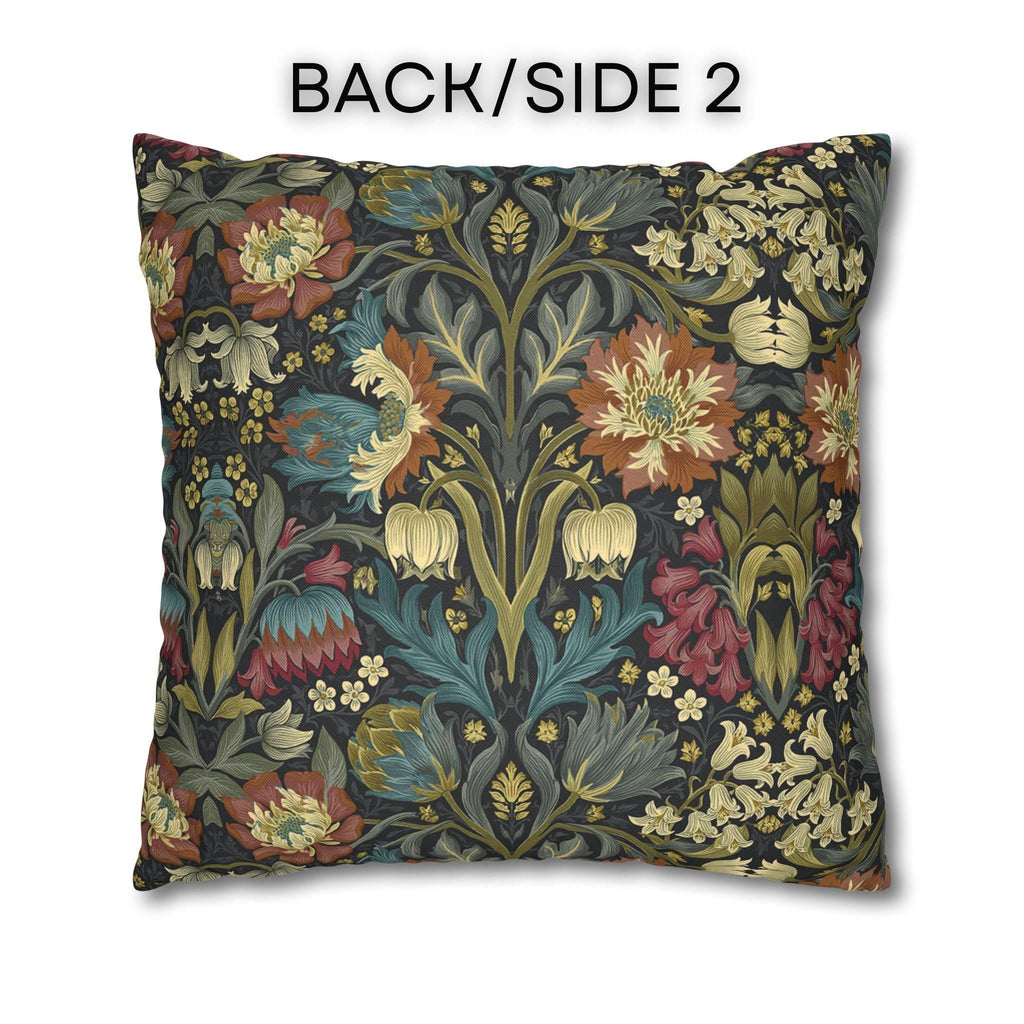 William Morris Inspired Pillow Cover: Midnight Navy Botanical Design
