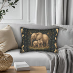 Elephant Lumbar Pillow: William Morris Botanical Jungle in Earth Tones