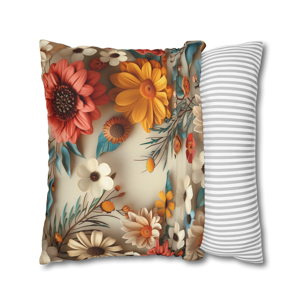 William Morris Floral Pillow Cover, Vibrant Warm Tones Print