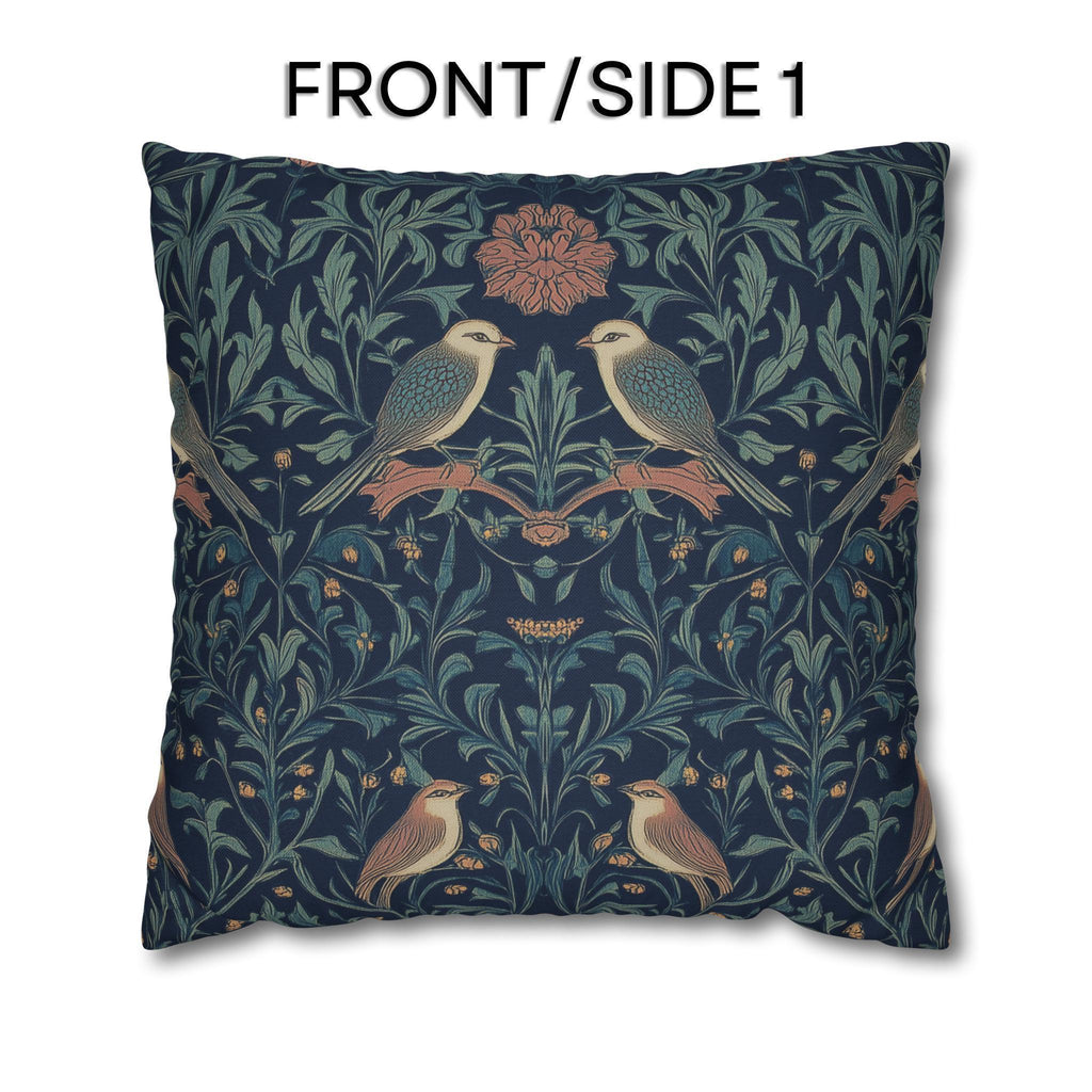 Midnight Songbirds Pillow Cover: William Morris Revival
