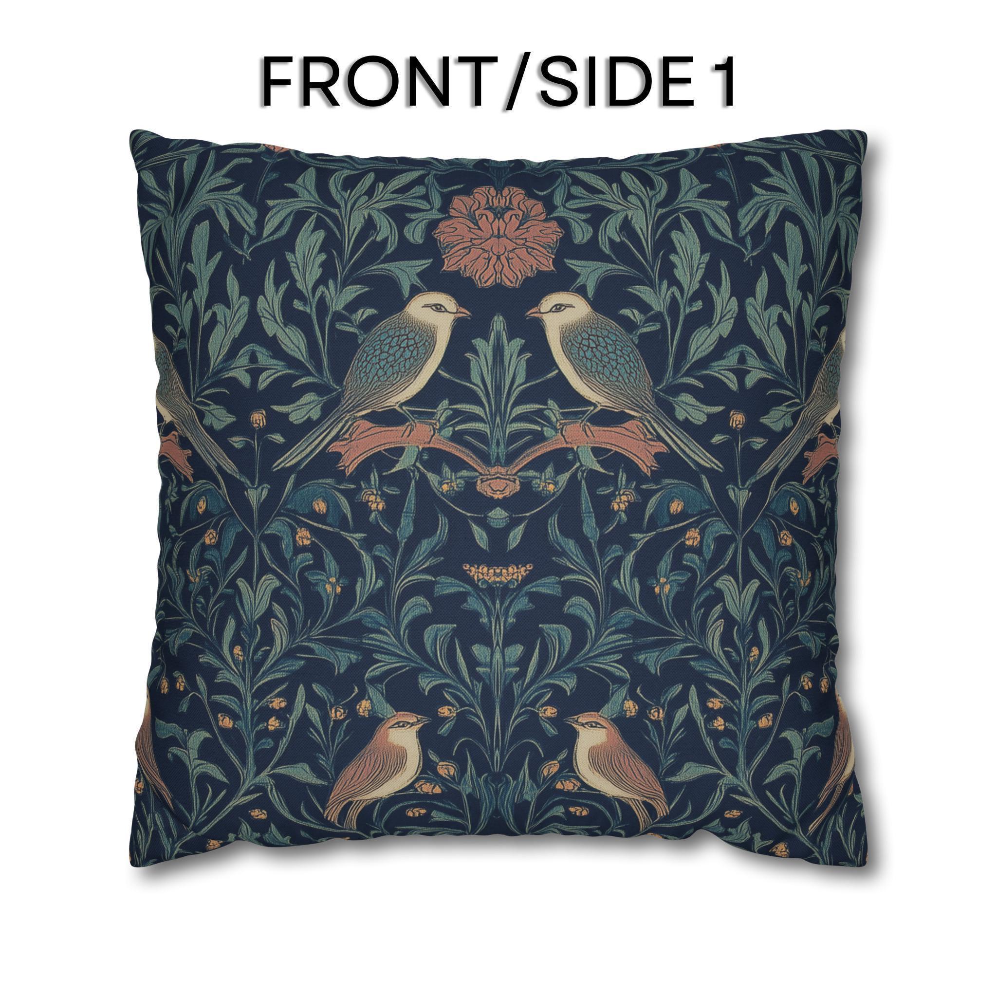 Midnight Songbirds Pillow Cover: William Morris Revival