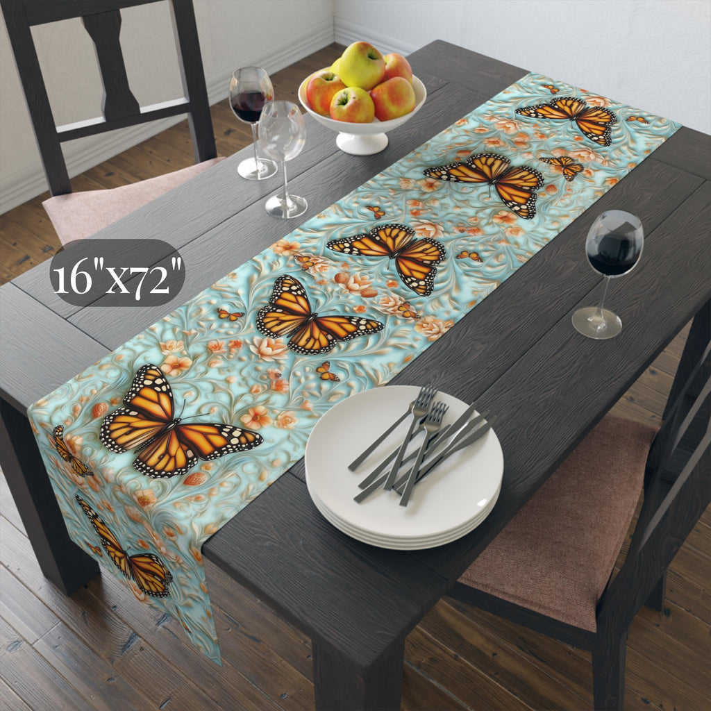 William Morris Table Runner: Vintage Style Monarch Butterfly Botanical