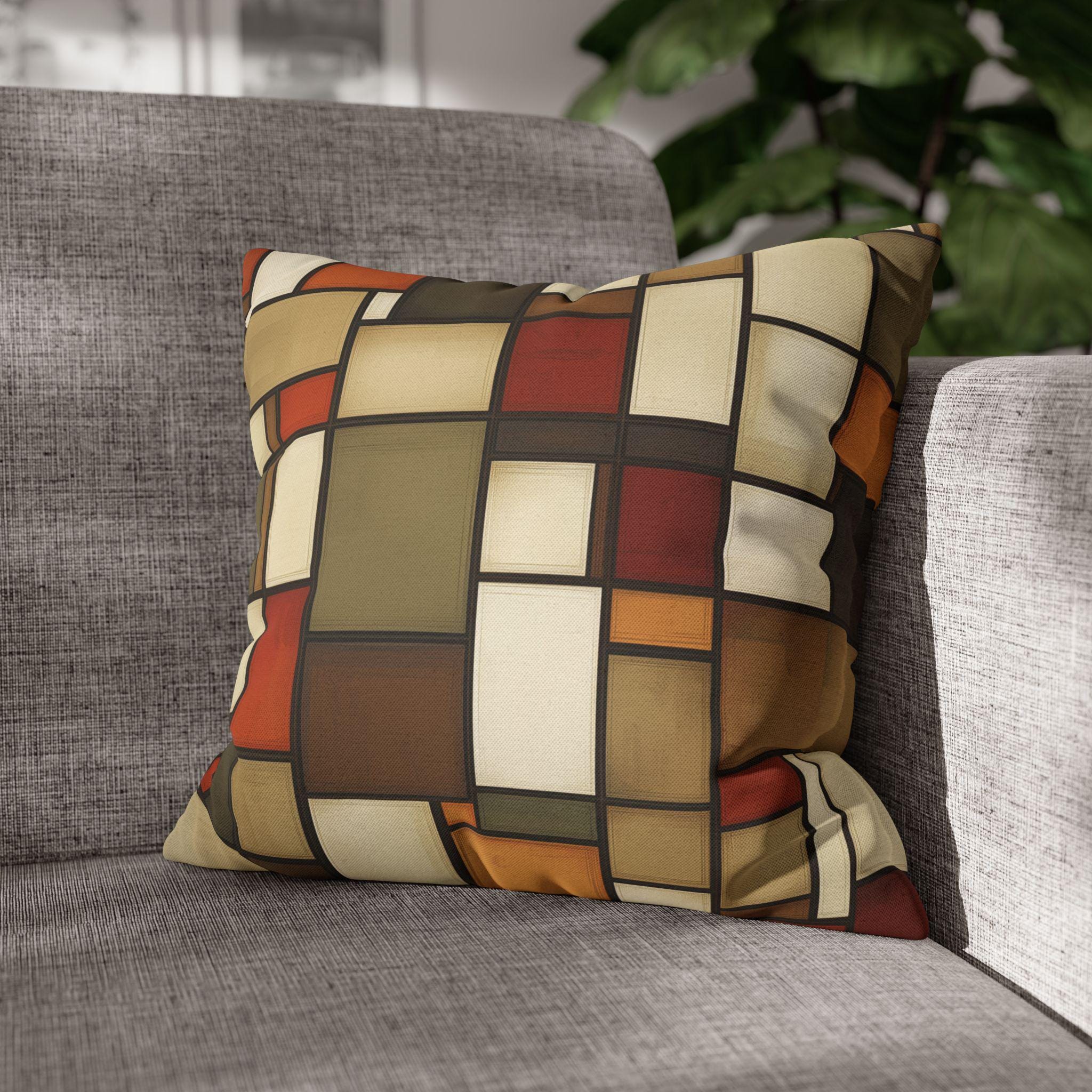 Geometric Stained Glass Inspired Pillowcase: Modern Abstract Art Cushion Cover for Cozy Home Decor