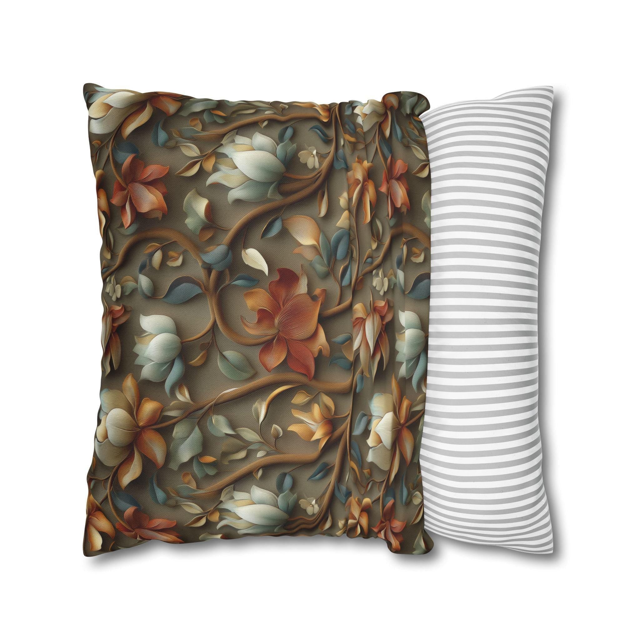 Vintage-Inspired Autumn Floral Pillow Cover: William Morris Style Tapestry Home Accent