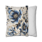 Elegant Chinoiserie Floral Pillow Cover: Blue & Off-White Eastern Motif Cushion for Home Decor